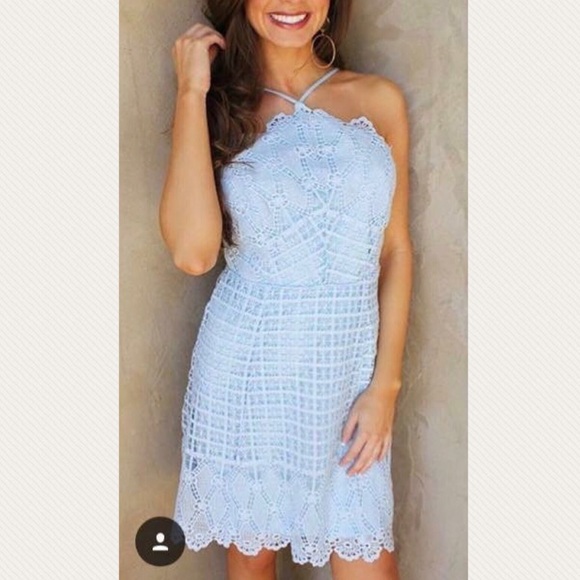 LUSH Powder Blue Lace Dress - Picture 4 of 6